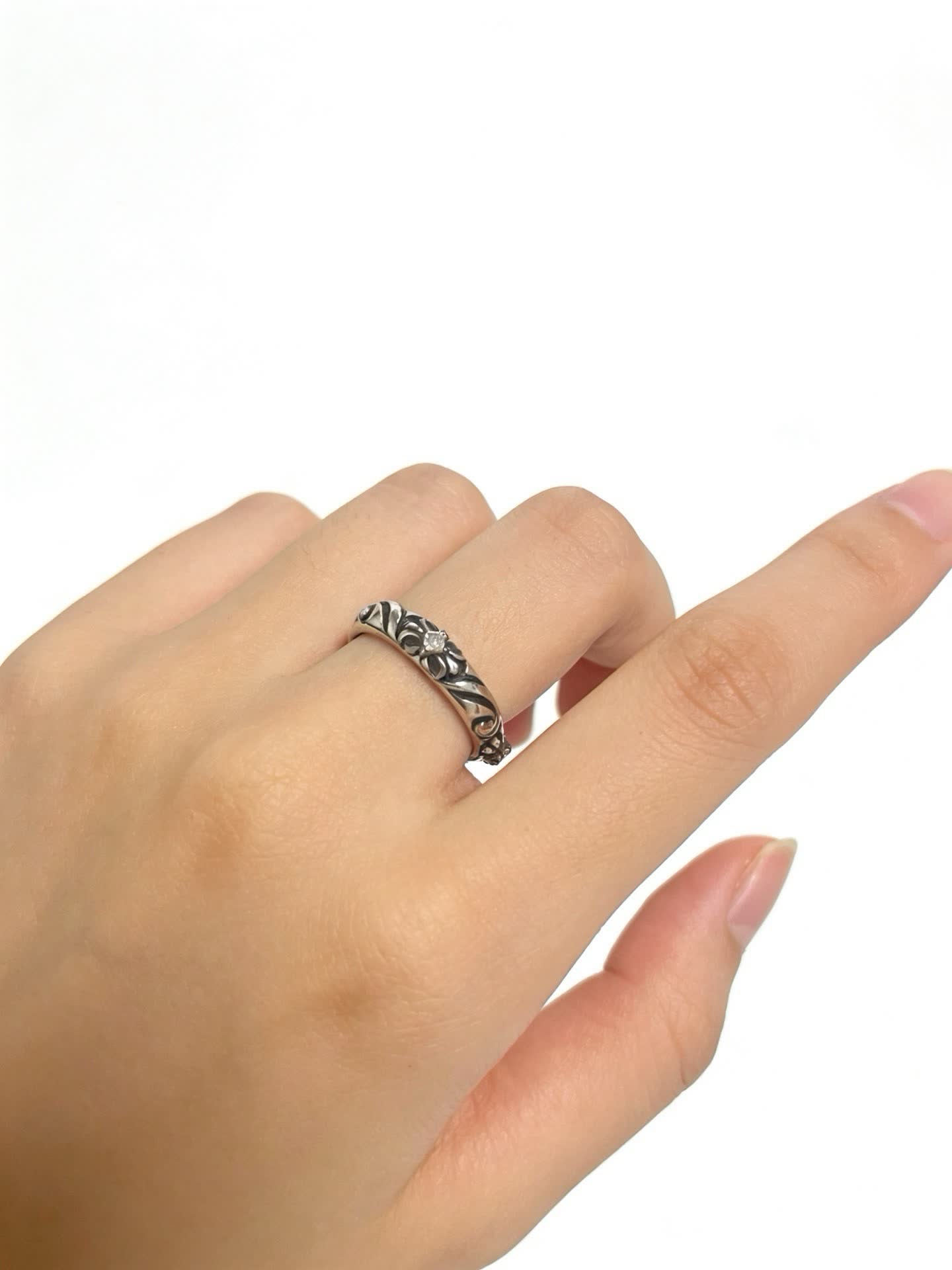Chrome Hearts Sterling Silver Ring with Floral Design